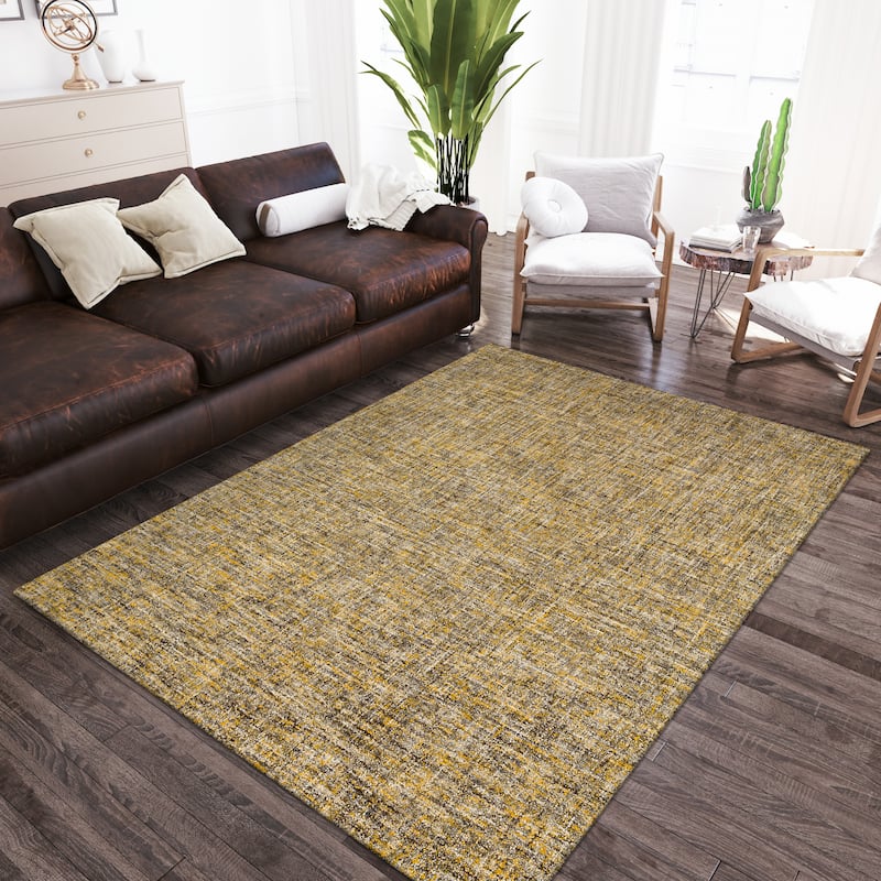 Addison Winslow Active Solid Wool and Viscose Area Rug - 9' x 13' - Grey/Gold/Yellow