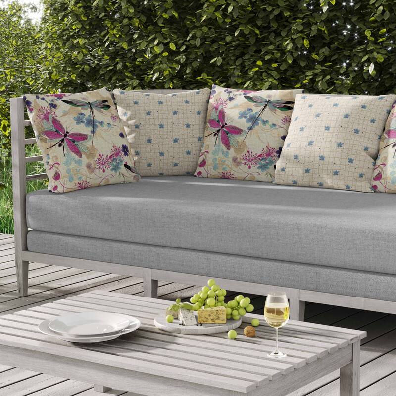 Wings in Motion Indoor/Outdoor Reversible Throw Pillow Pink and Blue