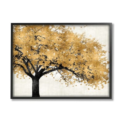 Stupell Traditional Tree with Autumn Leaves over Neutral Framed Giclee Texturized Art by Kate Bennet