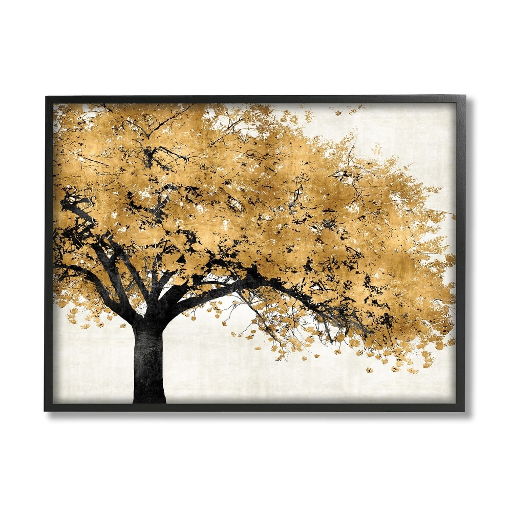Stupell Traditional Tree with Autumn Leaves over Neutral Framed Giclee Texturized Art by Kate Bennet