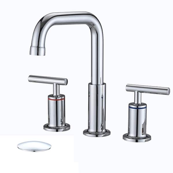 slide 2 of 21, YASINU 8 Inch Luxury Widespread Bathroom Sink Faucet with Pop-Up Drain Chrome/Clear