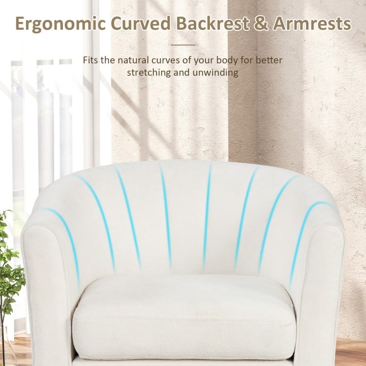 Modern Velvet Barrel Armrest Lounge Chair with Ottoman and Washable Cushion for Bedroom or Living Room