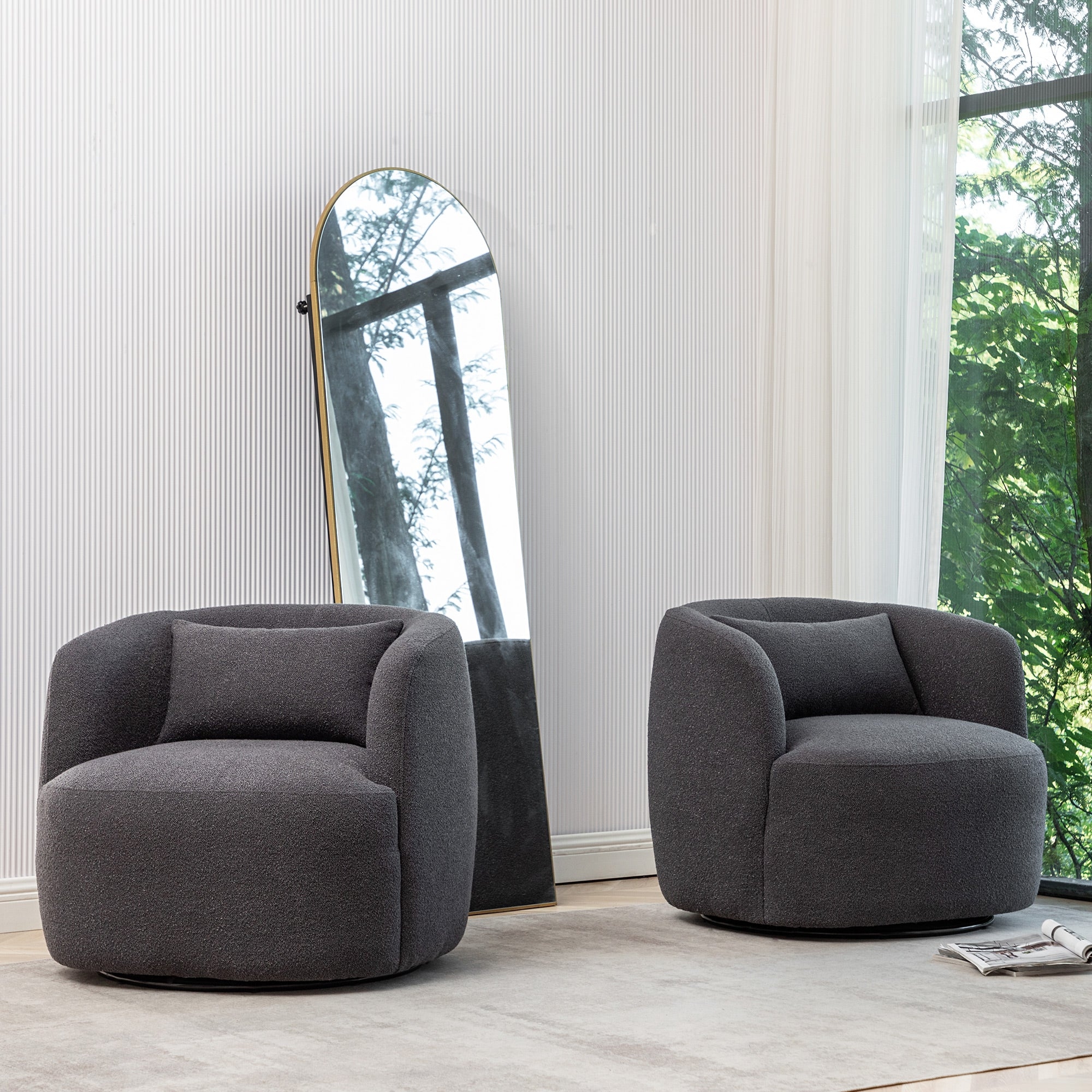 KINWELL 34 Wide Boucle Fabric Upholstered Swivel Armchair Set of 2 On Sale Bed Bath Beyond 37475962