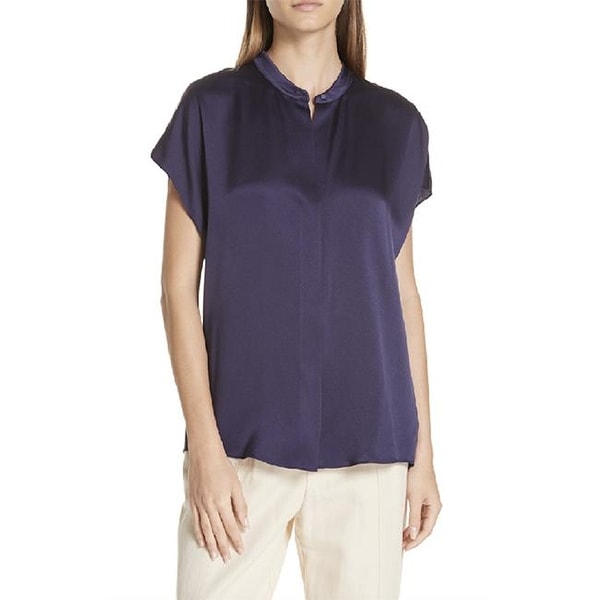 Vince Womens Blue Short Sleeve Shirt Blouse Size S. Opens flyout.