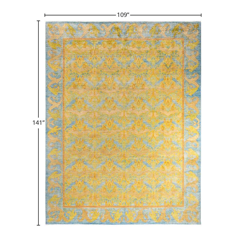 Contemporary Overdyed Wool Hand Knotted Area Rug - 9' 1" x 11' 9"
