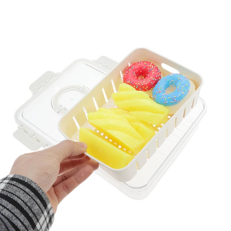 Sealed Drain Food Storage Containers 1 Compartment White Transparent 1 Set - White Transparent