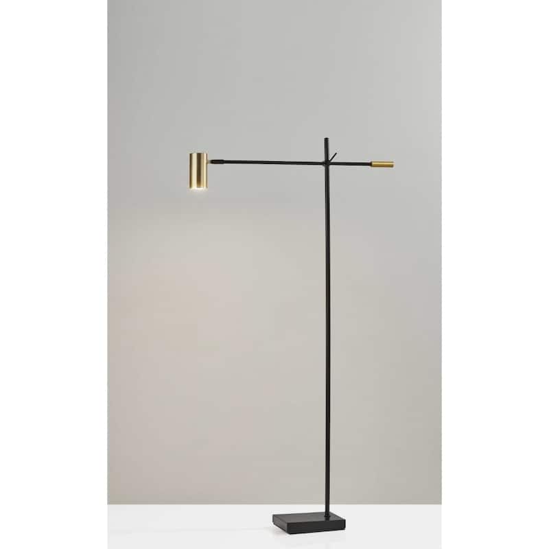63” Adjustable LED Task Floor Lamp with 3-Way Dimmer Switch and Metal Drum Shade for Living Room - 63”H x 6.5”W x 30.5”D