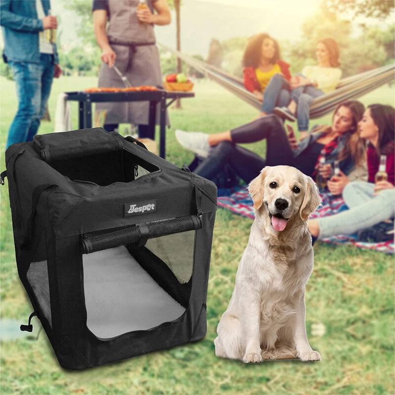 Jespet Folding Soft-Sided Dog Crate with mat
