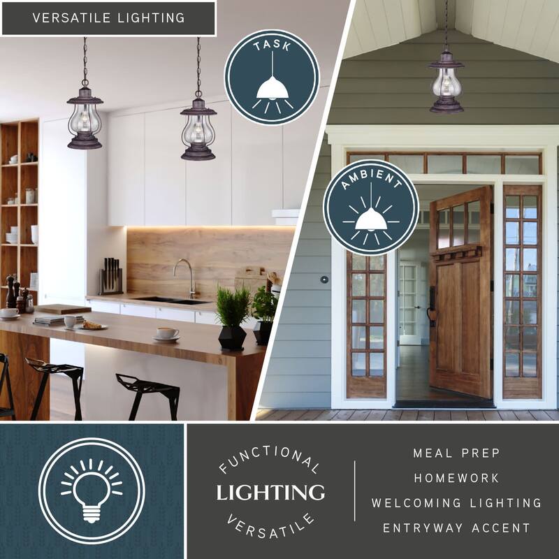 Vaxcel Lighting Dockside 1 Light Mini Pendant with Clear Glass Shade