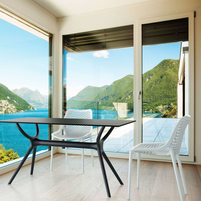 32.25" White Stackable Outdoor Patio Dining Chair