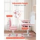preview thumbnail 2 of 8, Pink Kids Height Adjustable Chair and Desk with Bookshelf and Storage Drawer and - 31.50 x 23.62 x (21.26 - 28.74) in