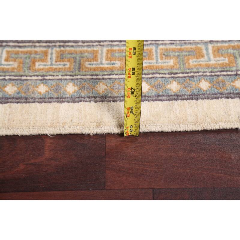 Vegetable Dye Geometric Khotan Oriental Area Rug Handmade Wool Carpet - 6'8" x 9'8"