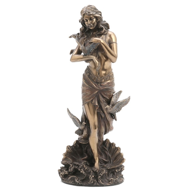 11.02 in H Aphrodite with Doves Figurine Poly Resin