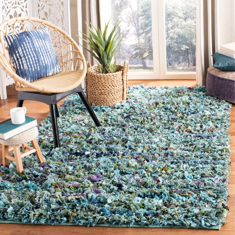 SAFAVIEH Handmade Rio Abstract Multicolor Polyester Shag Area Rug
