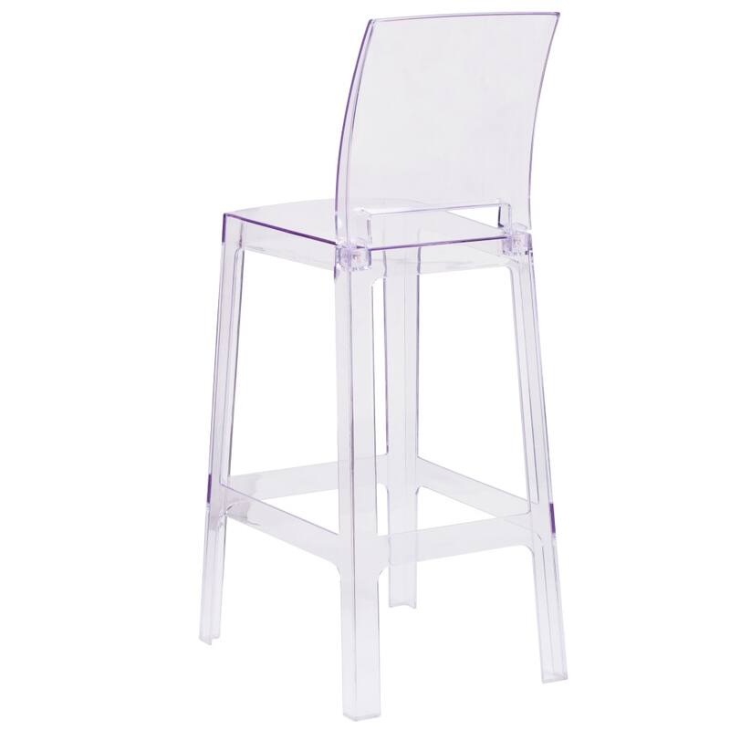 4 Pack Ghost Barstool with Square Back in Transparent Crystal - Wedding Chairs