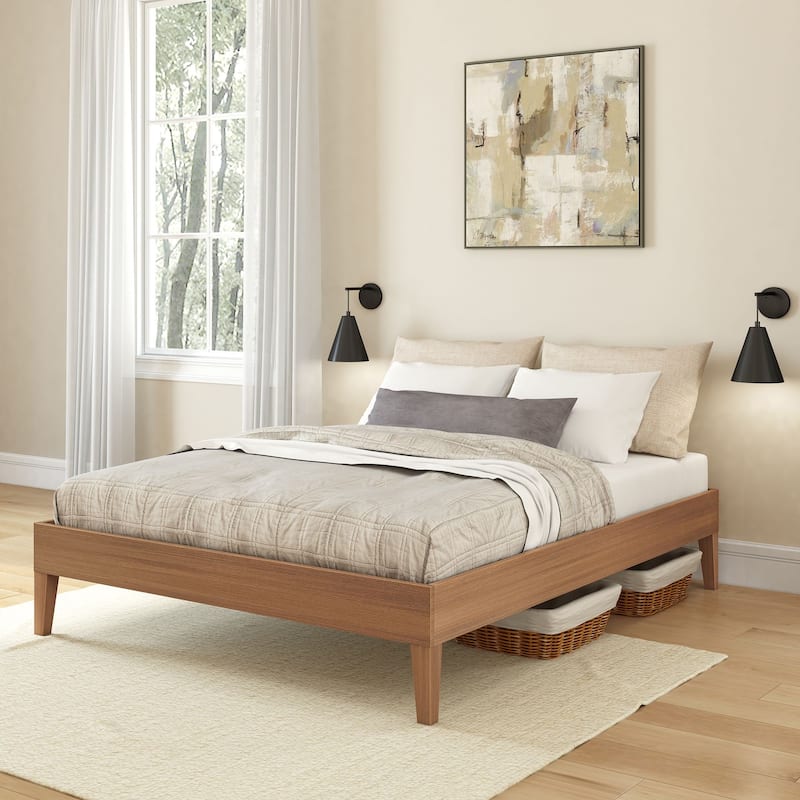 Now Furniture Full Platform Bed - Oak Textured Pecan