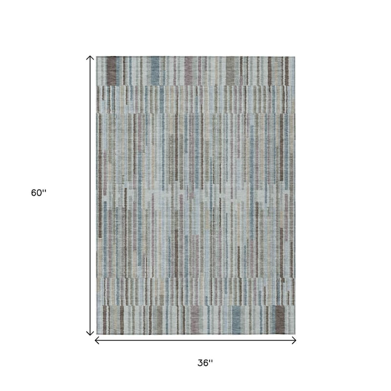 HomeRoots Striped Transitional Rectangle Outdoor Rug