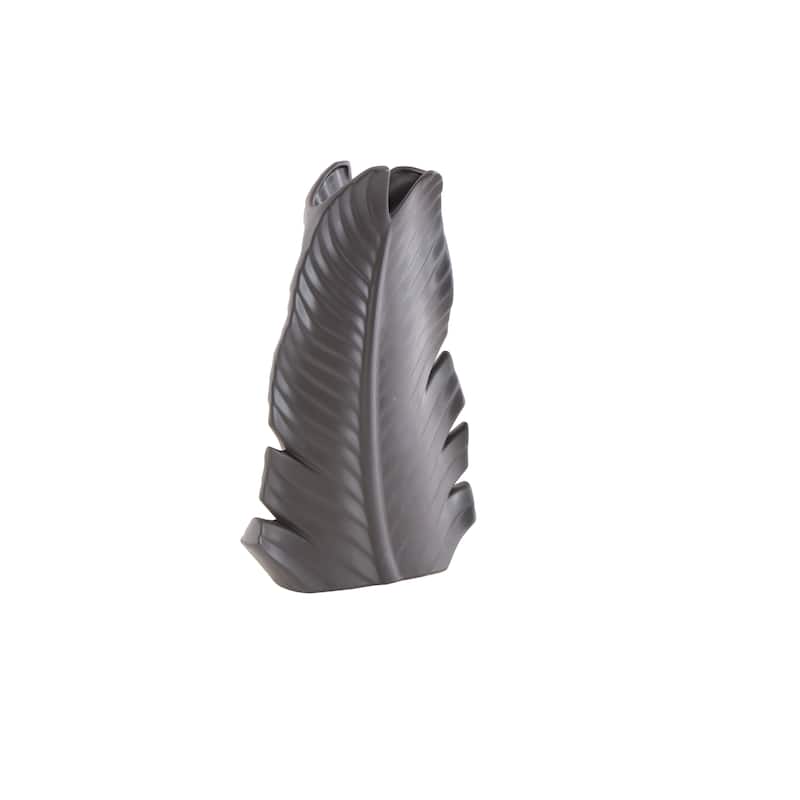 Ceramic Palm Tree Curved Leaf Decorative Vase - Black or White - Roche River Decor