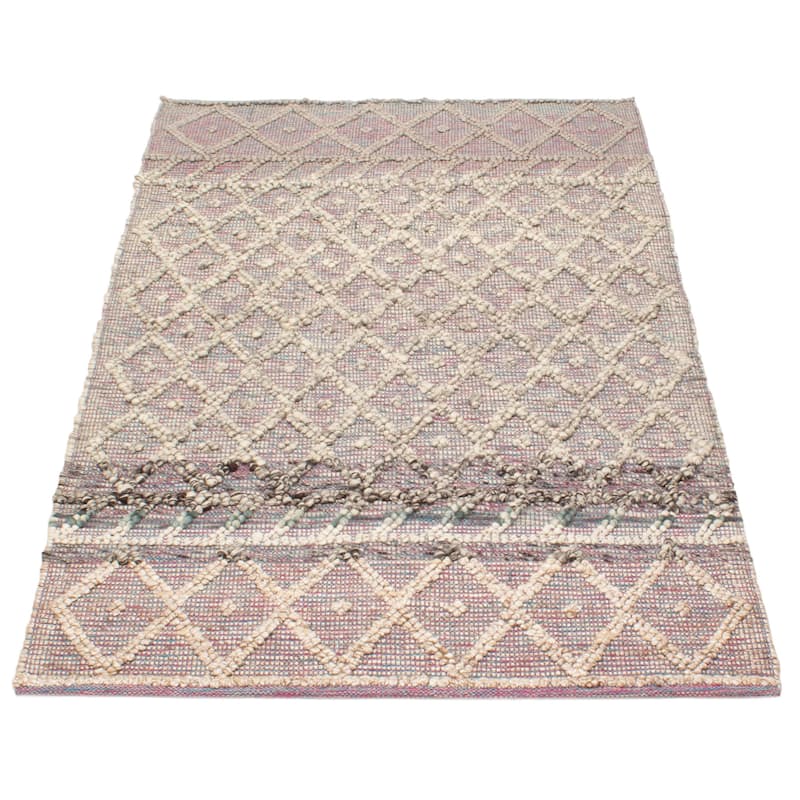 ECARPETGALLERY Braid weave Sienna Grey Wool Rug - 5'0 x 8'2