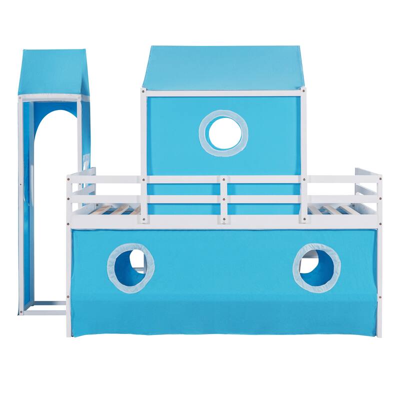 Twin Size Bunk Bed with Slide Pink Tent and Tower Bed Bath & Beyond 37925482