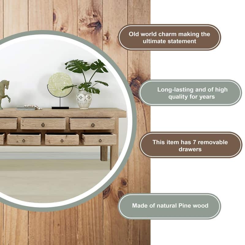 Capri 7 Drawers Sideboard Weathered Natural Pine 98x20x35H