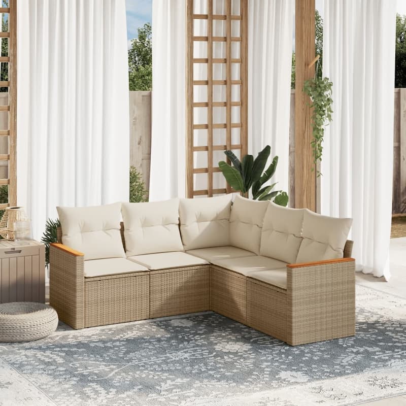 vidaXL Garden Sofa Set Black - Beige Medium Without table