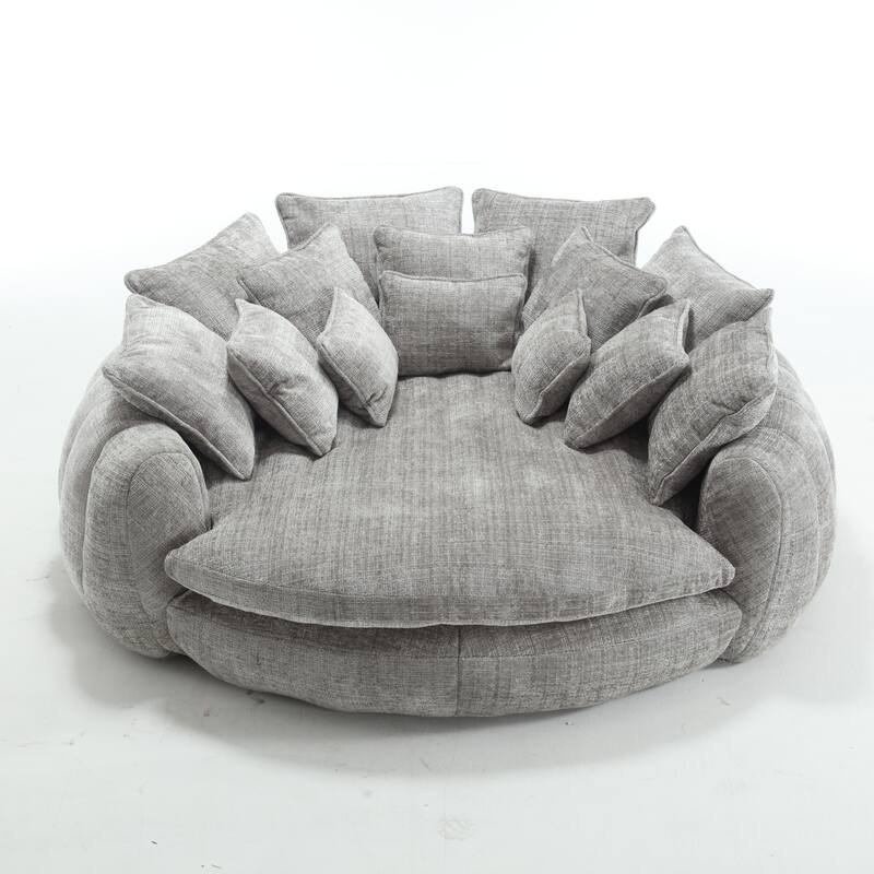Comfortable Oversized Double Loaf High Back Round Sofa Bed with Armrests