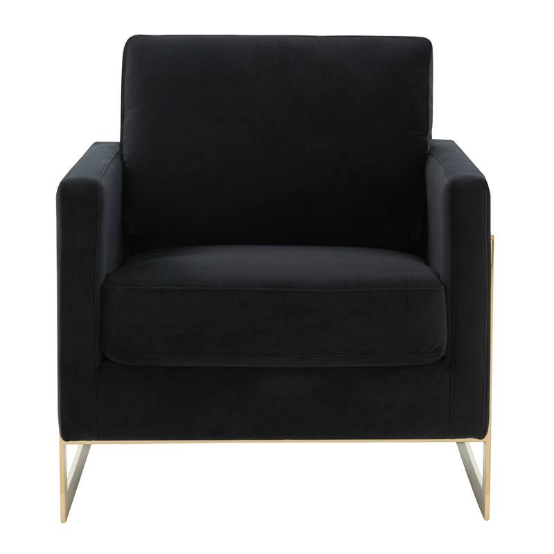 Lincoln Modern Velvet Upholstered Accent Designer Lounge Chair with Gold Frame for Living Room, Bedroom and Home Office - 34"