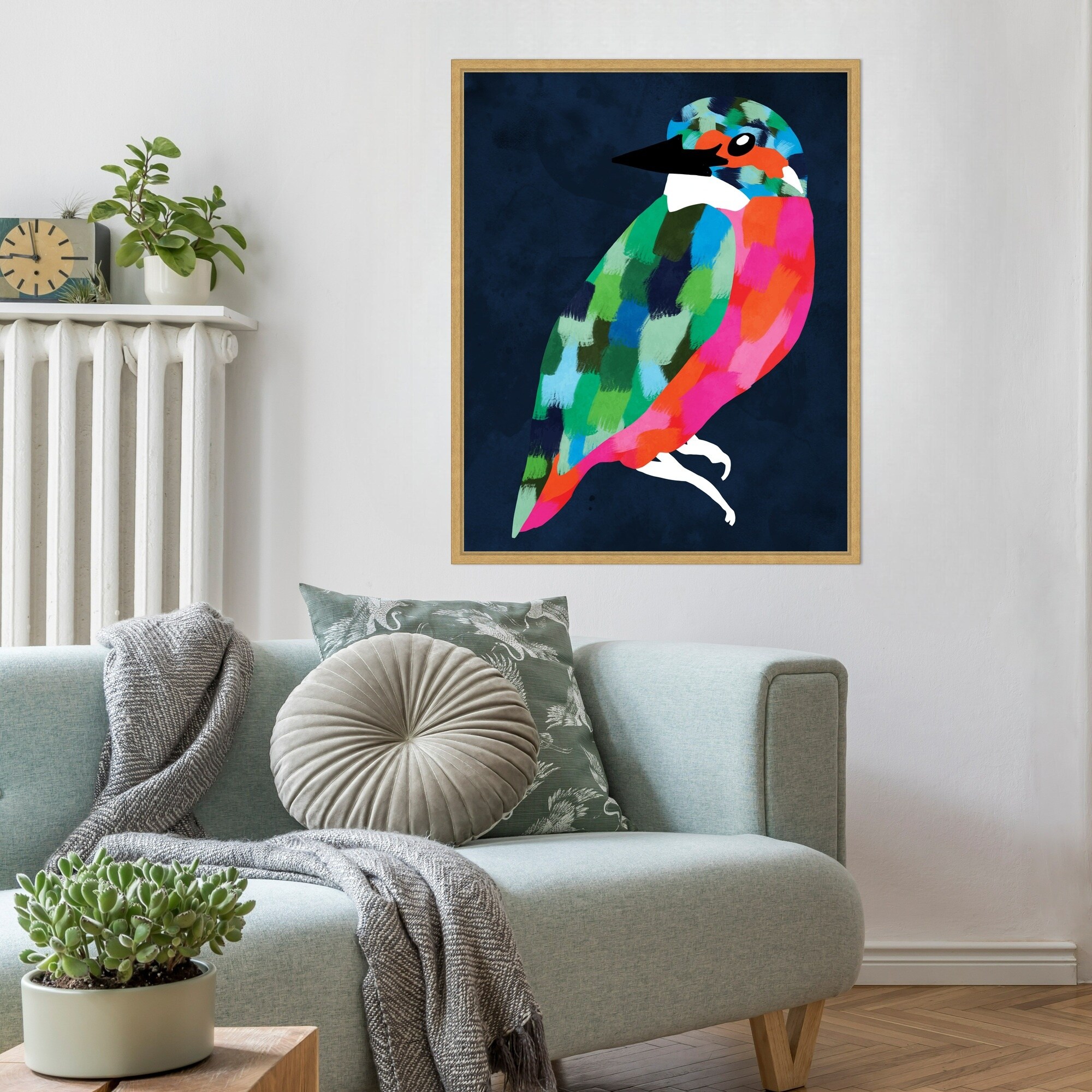 Patchwork Perfection Bird by Kintsugi99 Framed Canvas Wall Art