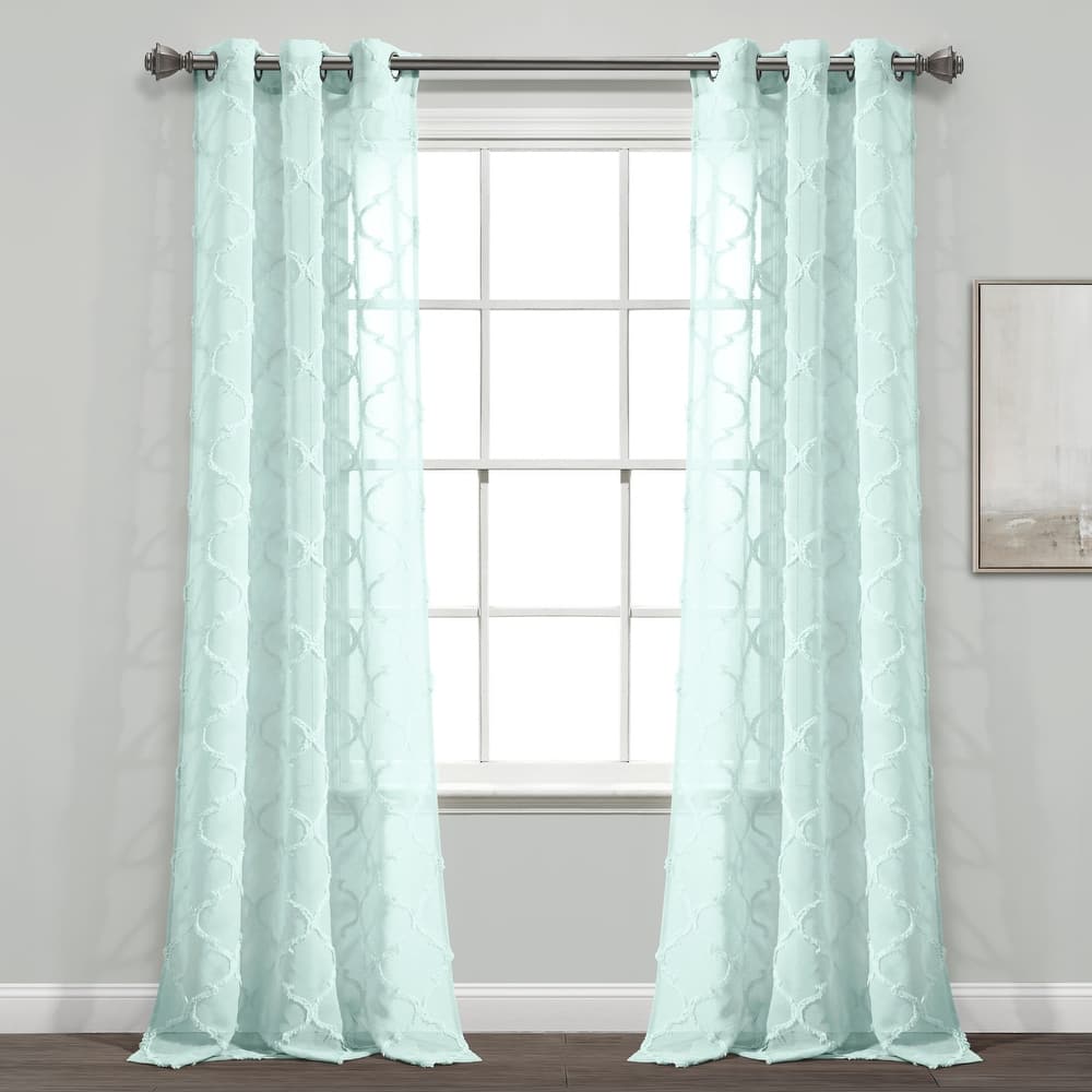 Lush Decor Avon Trellis Grommet Sheer Window Curtain Panel Pair