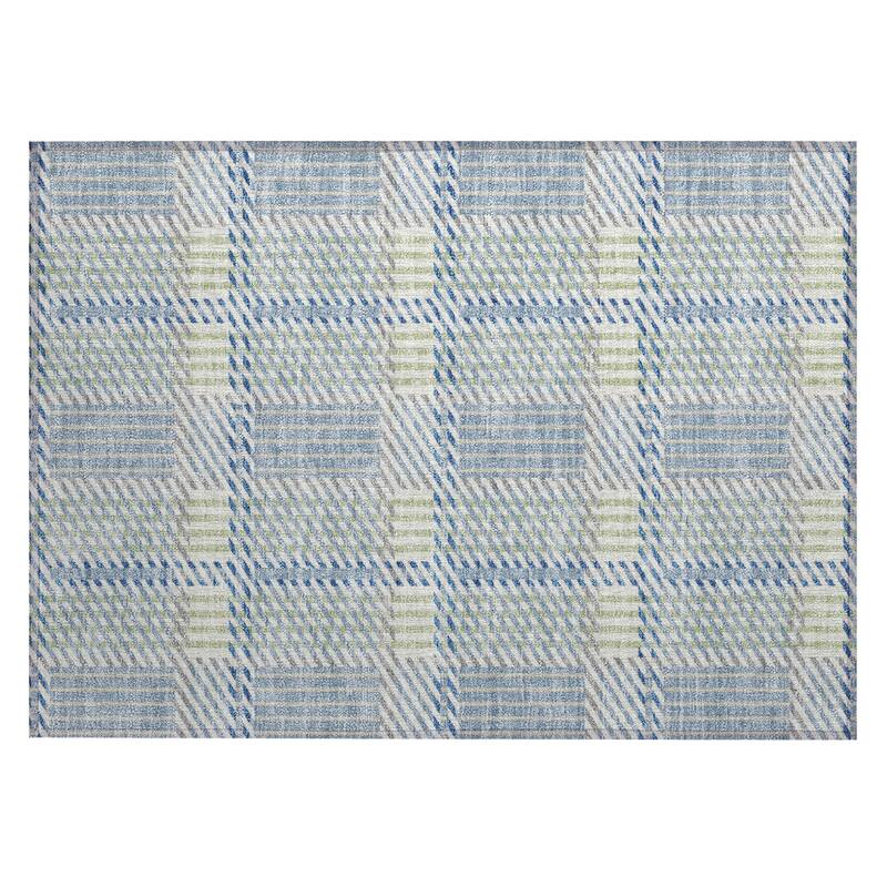 Machine Washable Indoor/ Outdoor Geometric Stripe Chantille Rug