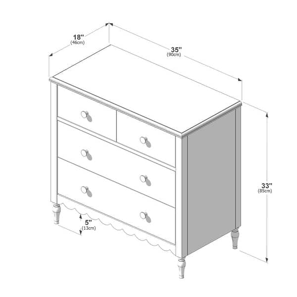 dimension image slide 1 of 2, Charlotte/Scallop 4 Drawer Dresser