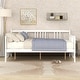 preview thumbnail 10 of 16, Modern Simple Full Size Wood Platform Daybed w/ Solid Wood Slats Support for Bed Room Living Room Space-Saving, Easy Assembly White