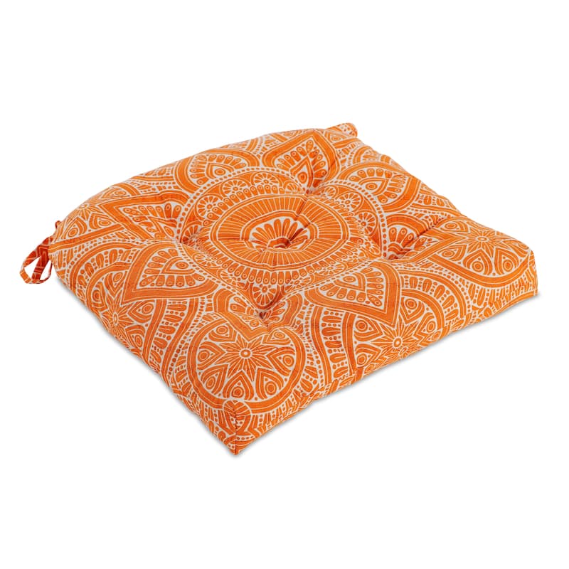 Handmade Cotton Mandala Chair Pads Cushion 16" – Thick Chair Pads with Ties (Set of 2)