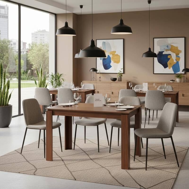 HomyLin Rectangular Wooden Kitchen Dining Table for 4-8