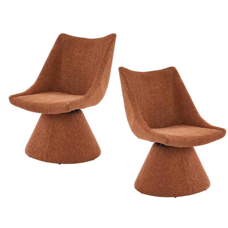 Christopher Knight Home - Modern 180° Swivel Upholstered Dining Chairs Set with Metal Frame & Wrap-round Design, Set of 2