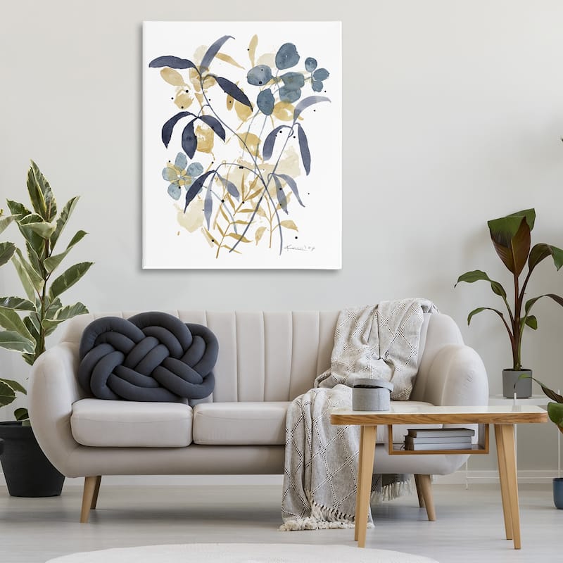 Stupell Blue & Yellow Plant Impressions Canvas Wall Art Design By Krinlox