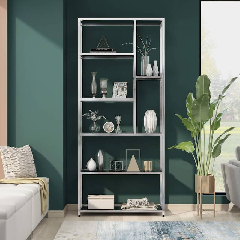 Molle Contemporary 7-Shelf Metal Open Back Bookcase by Furniture of America
