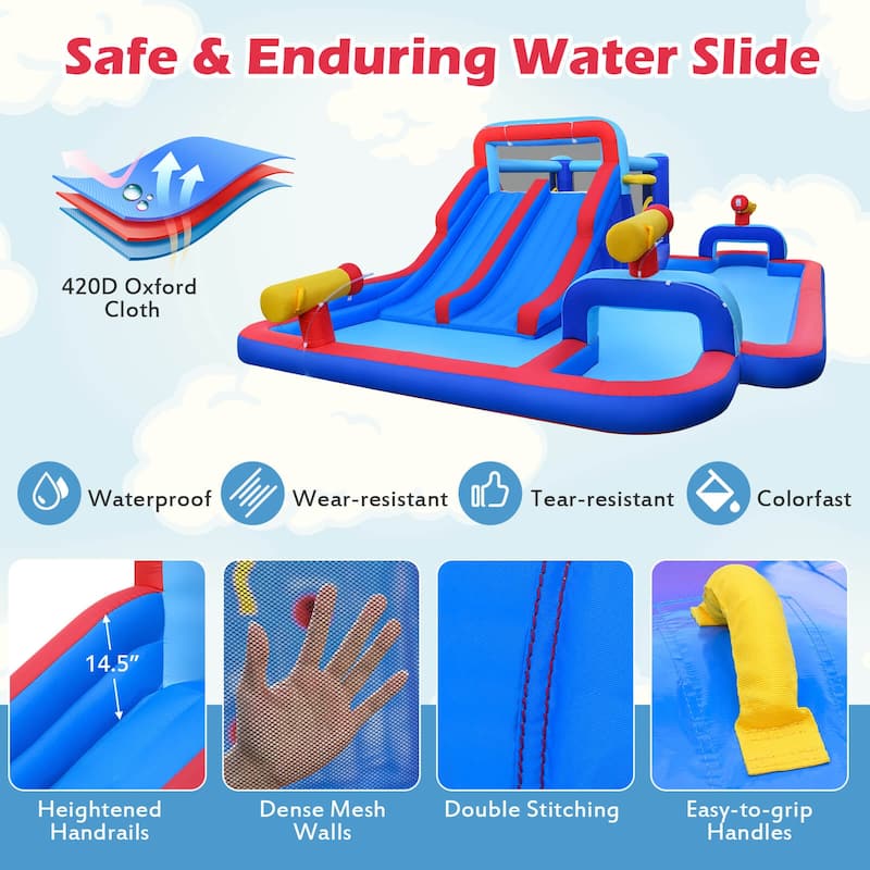 Costway Inflatable Water Slide Park Kids Bounce House Splash Pool - See Details