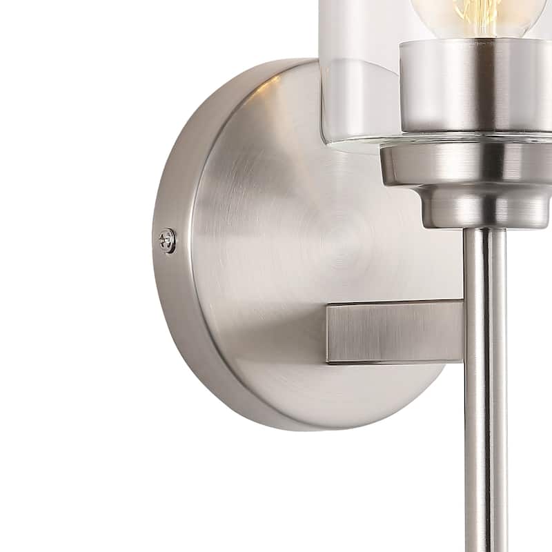 Juno 13" 1-Light Farmhouse Industrial Iron Cylinder LED Sconce, Oil Rubbed Bronze/Clear by JONATHAN Y - One