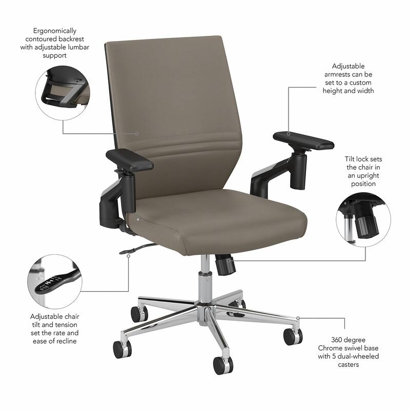 Laguna Mid Back Leather Office Chair by Bush Business Furniture