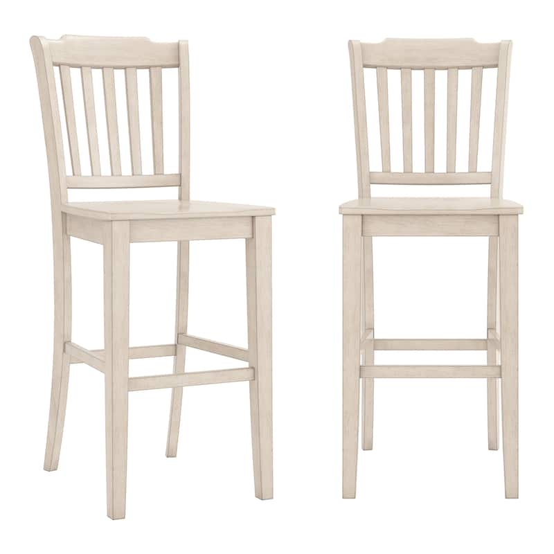 Ronda Slat Back Bar Height Chairs (Set of 2) - Antique White