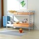 preview thumbnail 1 of 7, Silver Metal Twin over Twin Bunk Bed with Removable Ladder - Full-Length Guardrails Silver