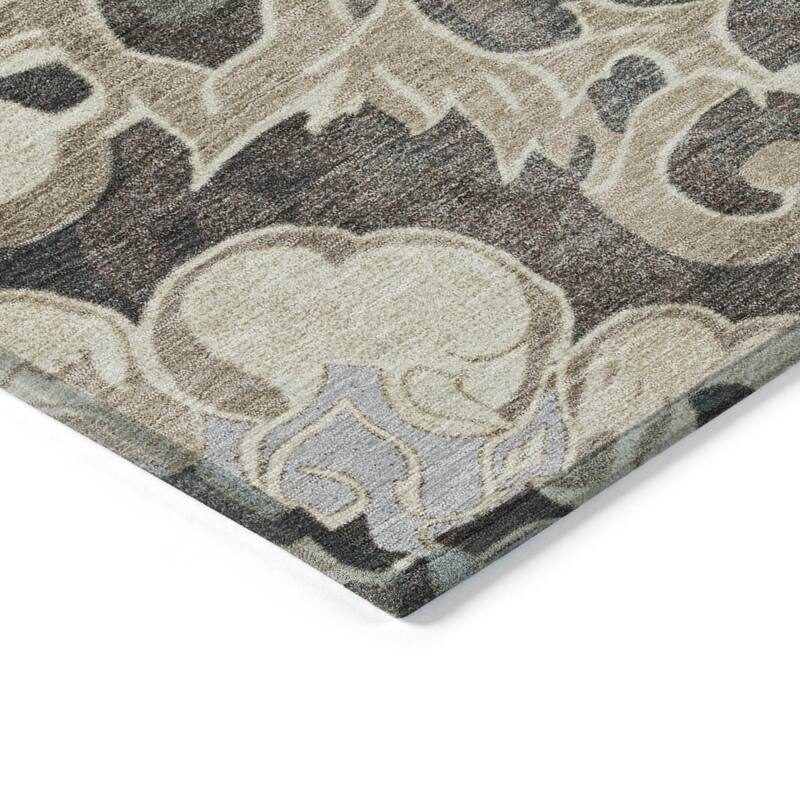 HomeRoots Damask Traditional Rectangle Outdoor Rug