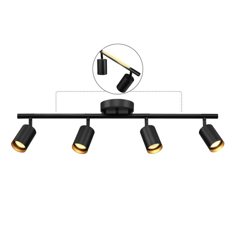 30" 4-Light Matte Black Track Light LED Night Light Pivoting Heads - 5"
