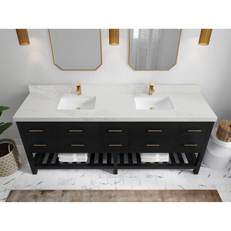 Willow Collections 84 in. W x 22 in. D Parker Double Sink Bathroom vanity with Regular Countertop