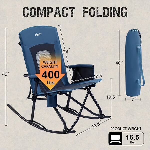 Portable Outdoor Rocker with High Back Hard Armrests Carry Bag - Bed ...