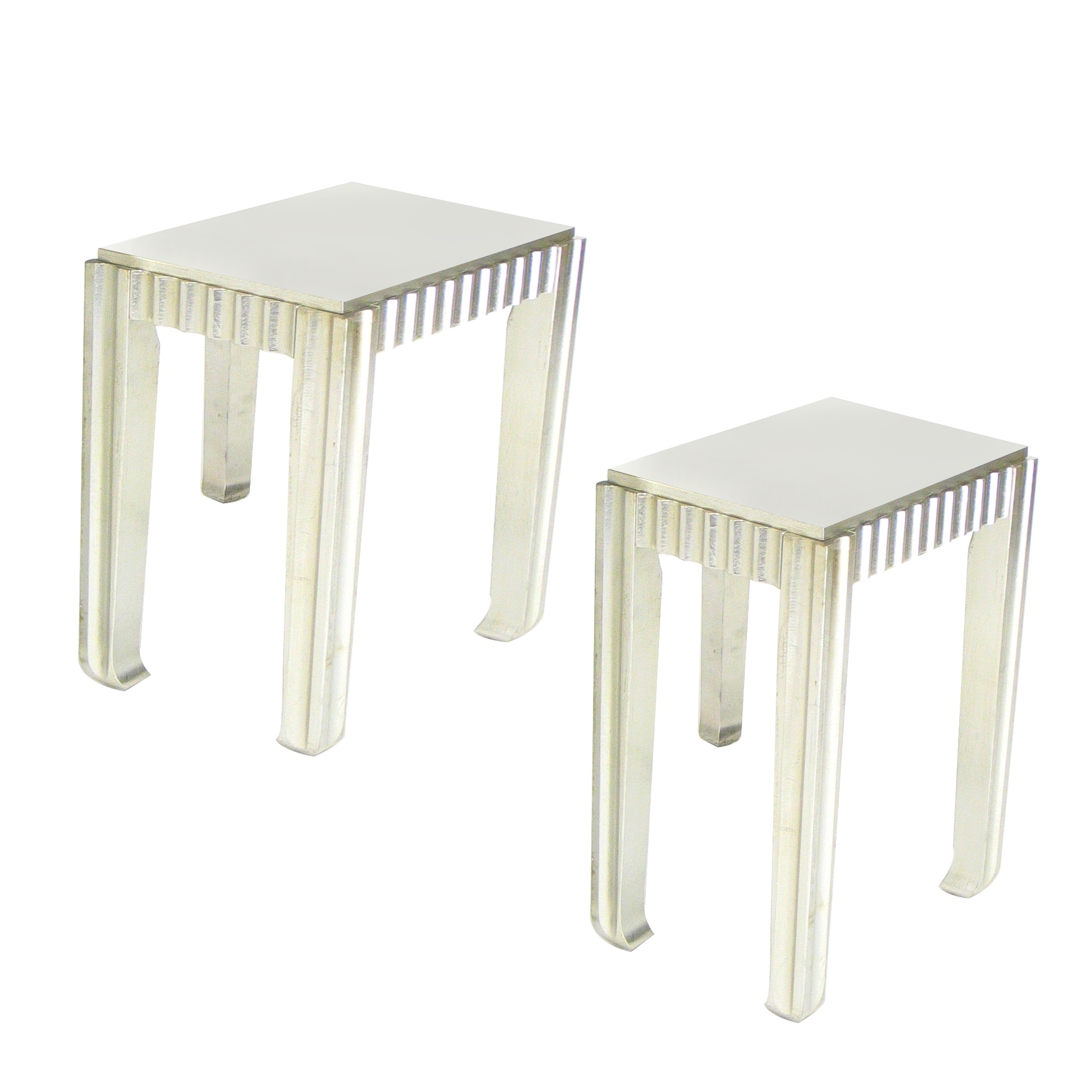 Modway Furniture Rectangular Wooden Nesting Table with Smooth Top, Set of 2, Silver