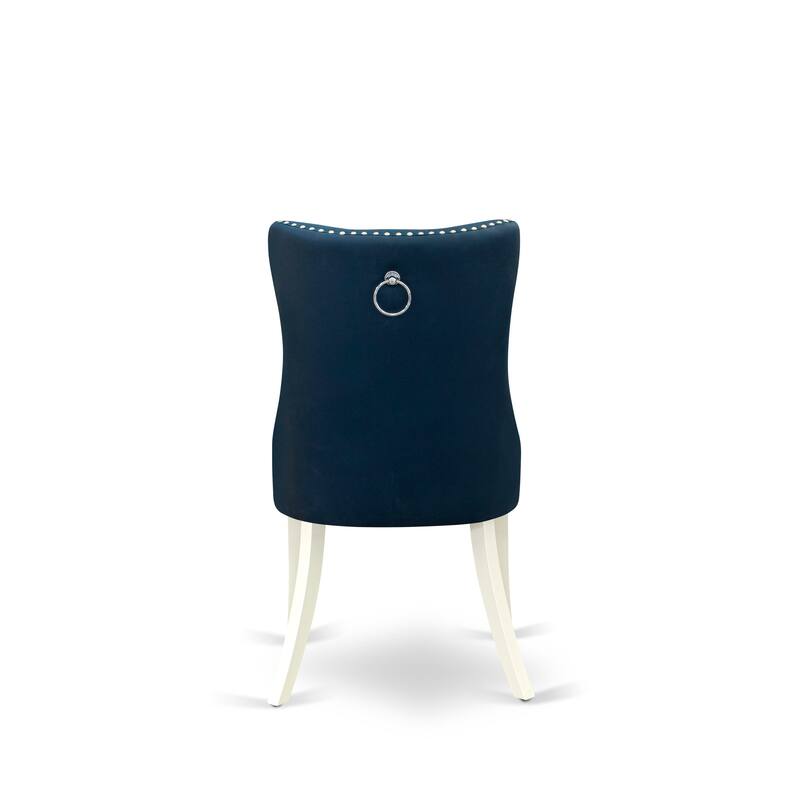 East West Furniture Dining Table Set Consists of a Round Kitchen Table and Upholstered Chairs, Linen White (Pieces Options)