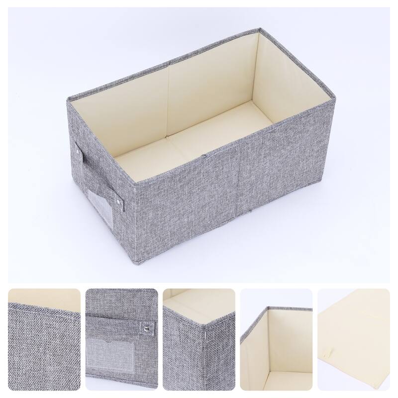 Storage Cube, Fabric Storage Bin with Handles for Shelves Closet, 1 Pack Foldable Storage Basket for Organizing Clothes Books - Grey - 16*9*8in